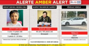 Alerte AMBER – Un enfant de 5 ans de Brossard est recherché
