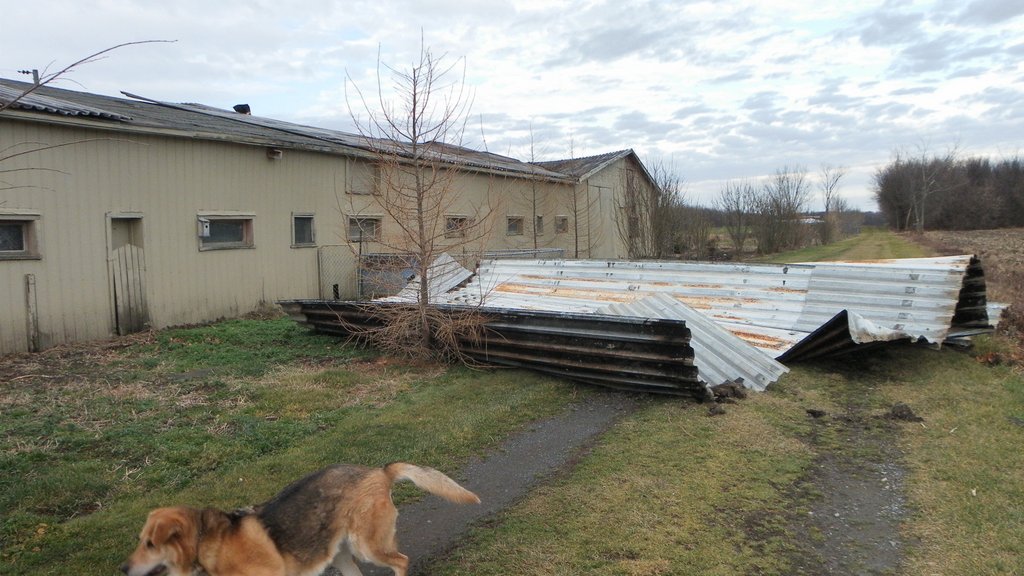 Les vents arrachent une toiture