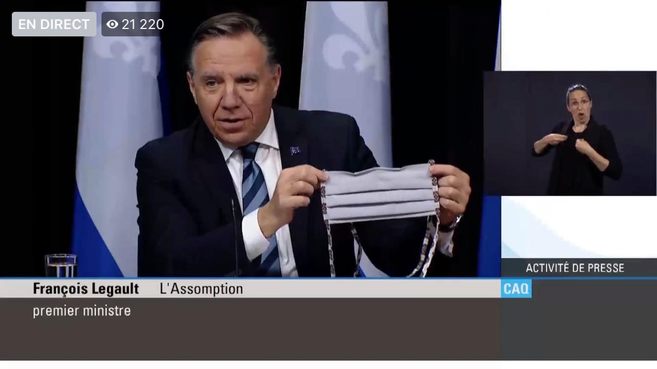 Image illustrant l'article: François Legault recommande fortement le masque