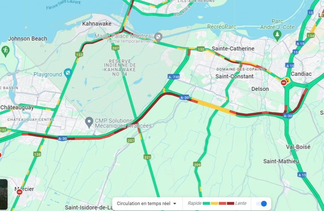 Bouchon monstre sur l’autoroute 30 à Saint-Constant