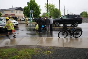 Cycliste happé, rue Maden