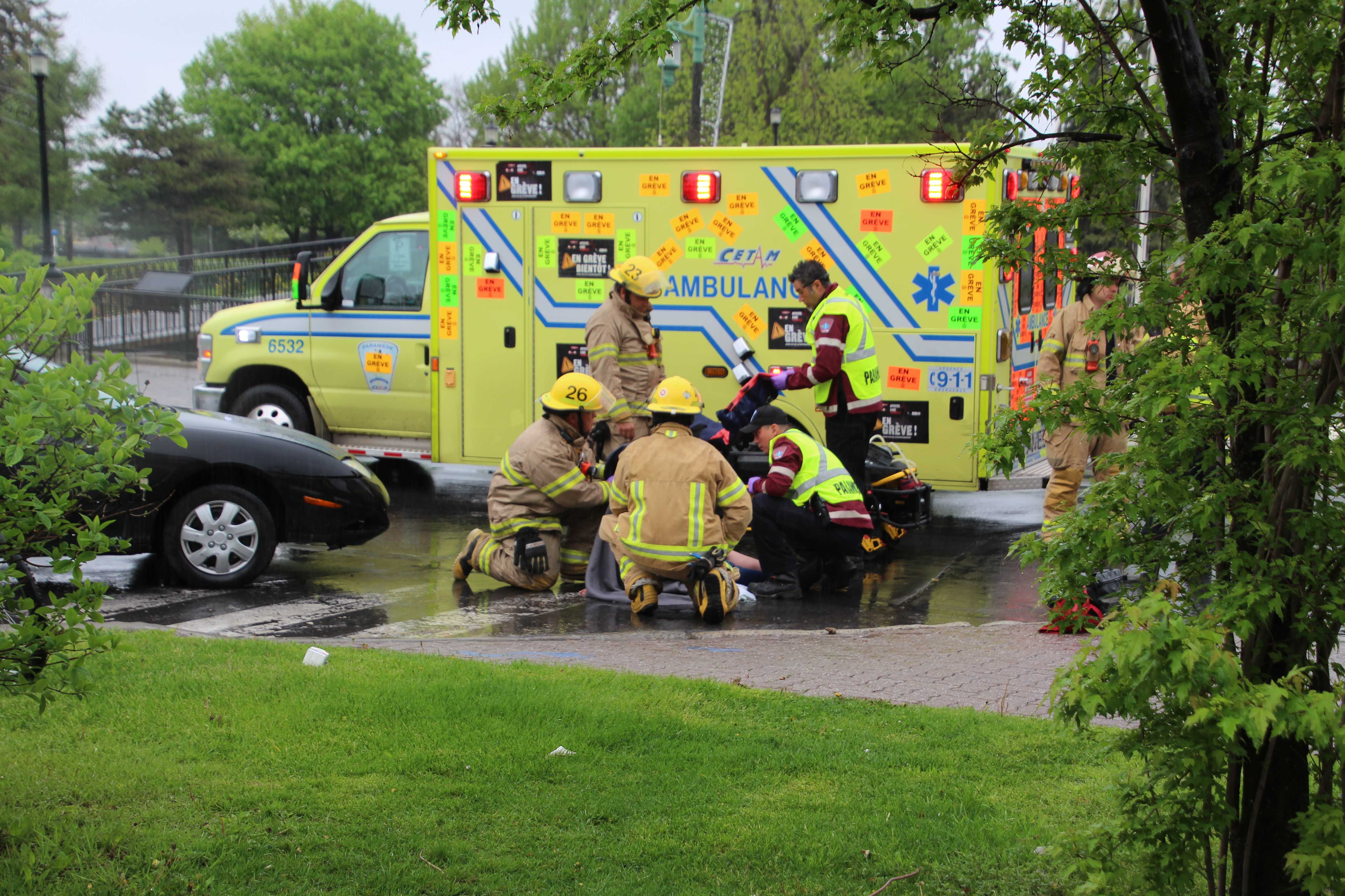 Cycliste renversée par une voiture