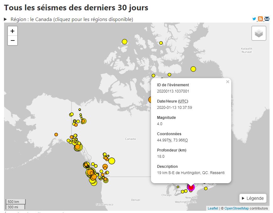 La terre a tremblé à Salaberry-de-Valleyfield
