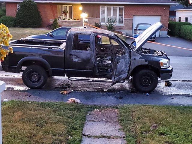 Incendie suspect d&rsquo;un pick-up à Valleyfield