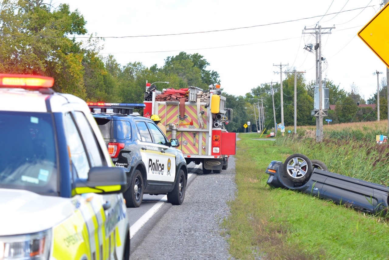 Capotage sur la route 236 à Saint-Louis-de-Gonzague
