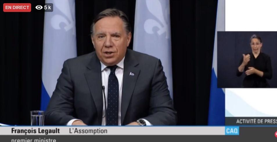 Image illustrant l'article: François Legault demande la collaboration des Québécois