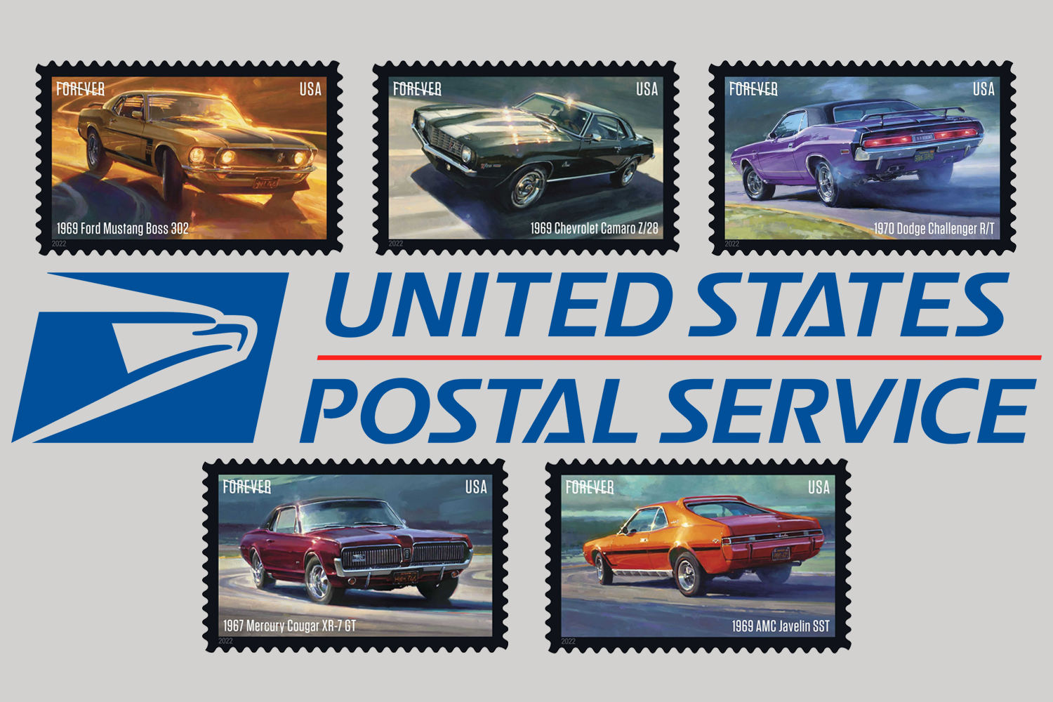 L’USPS lance une série consacrée aux « pony cars » pour les timbrés de l’automobile