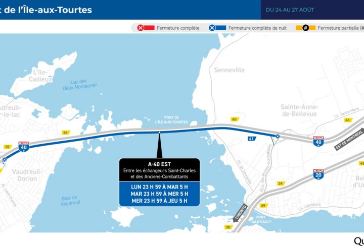 Fermeture de nuit du pont de l&rsquo;Ile-aux-Tourtes