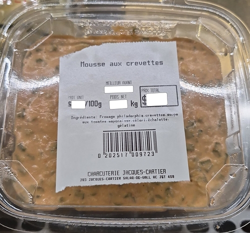Rappel de mousse aux crevettes vendue à Valleyfield